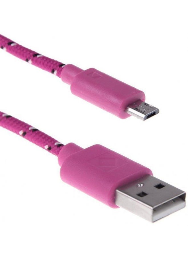 كابل شحن ومزامنة بيانات بمنفذ Micro USB وردي - Image 2