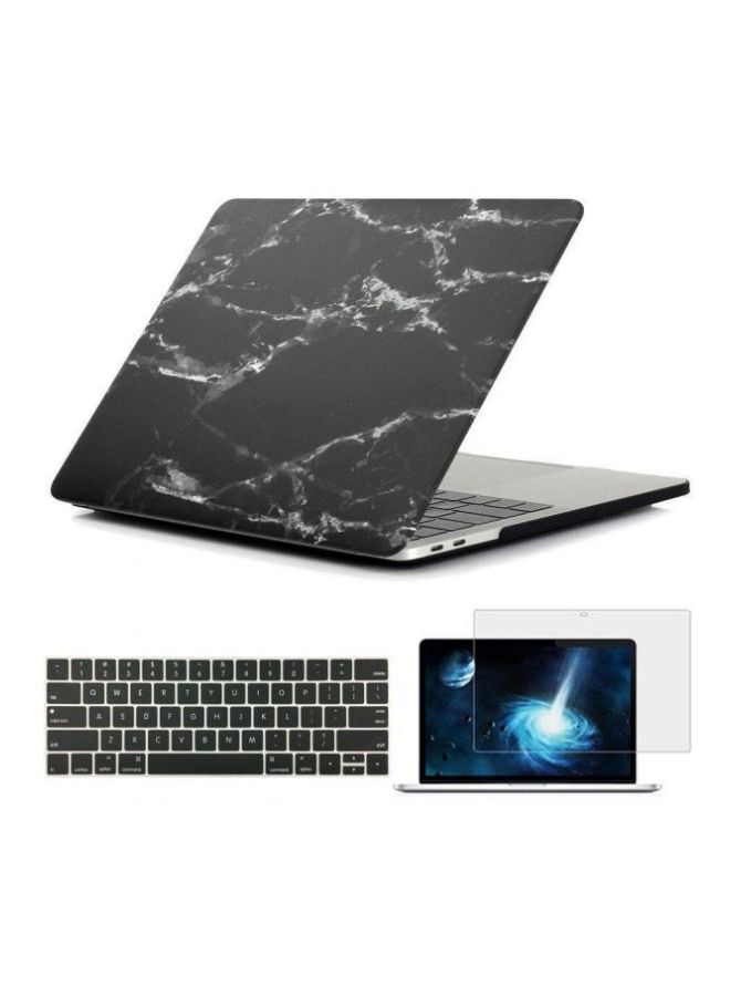 Protective Case With Keyboard Cover And Screen Protector For Apple MacBook Pro 15-Inch Black/Grey - Image 2