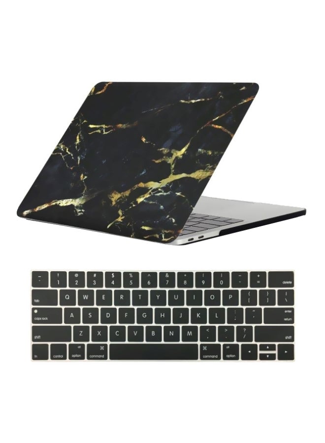 Hard Case With Keyboard Cover For Apple MacBook Pro 15-Inch Black/Gold