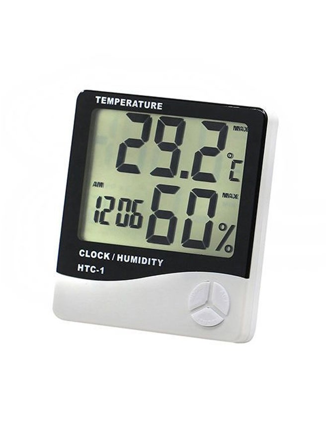 Generic - Wall Hanging Digital LCD Thermometer Hygrometer White/Black 10x10.8x2centimeter - Image 1