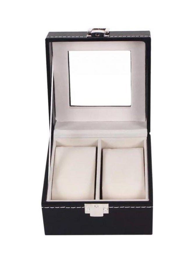 Top Glass Leather Compartment Box Black/White - Image 2