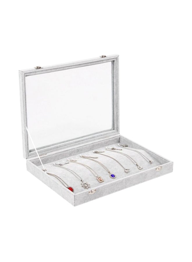 Flannelette Glass Plate Jewellery Box Grey 35x24centimeter - Image 1