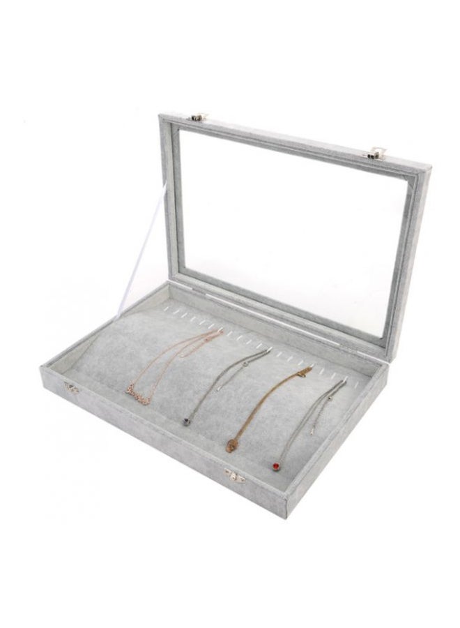 Flannelette Glass Plate Jewellery Box Grey 35x24centimeter - Image 2