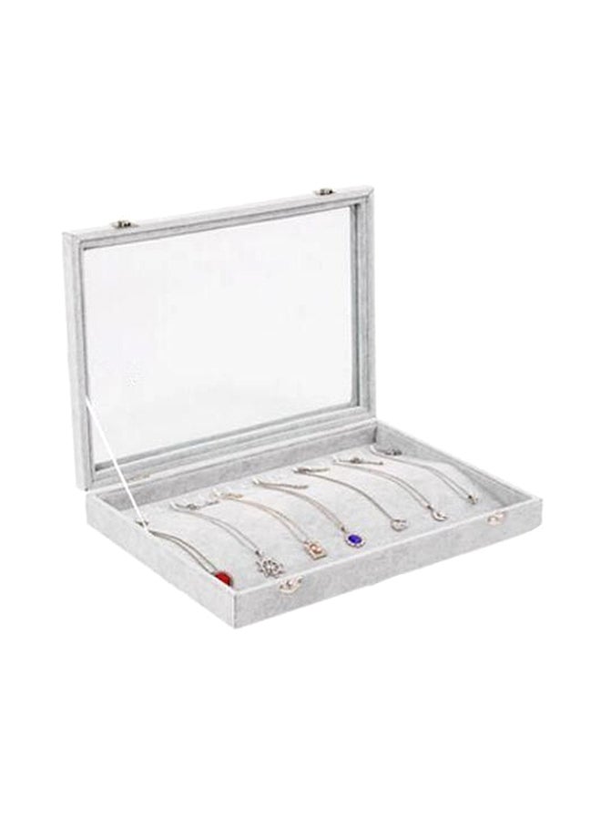 Generic Flannelette Glass Plate Jewellery Box Grey 24.5x35cm 