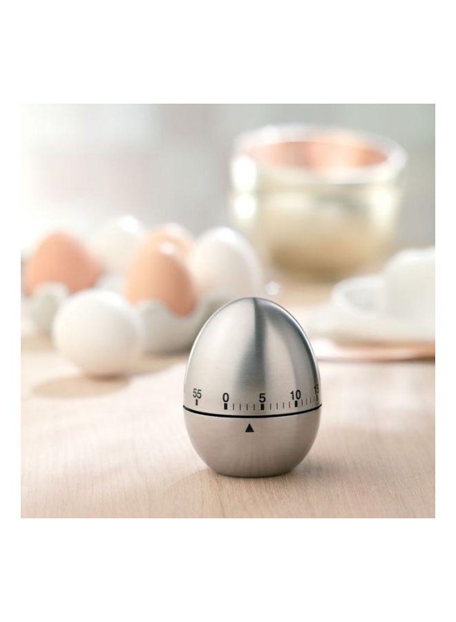 Generic Egg Shaped Kitchen Timer Silver 6x7.5cm  - Image 2