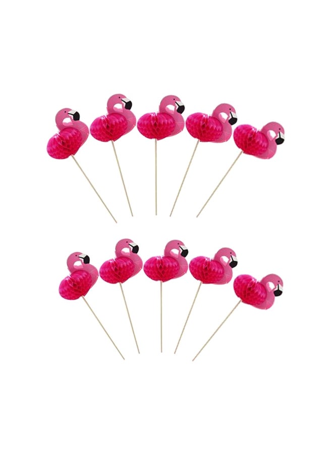 10-Piece Flamingo Bamboo Skewer Pink/White - Image 1