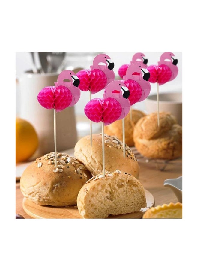 10-Piece Flamingo Bamboo Skewer Pink/White - Image 2