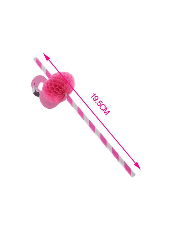 10-Piece Flamingo Paper Straws Pink/White - Image 4