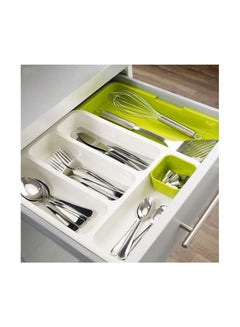 Generic Multi-Slot Kitchen Drawer Organizer Off White/Green 36.5x28.3cm  - Image 4