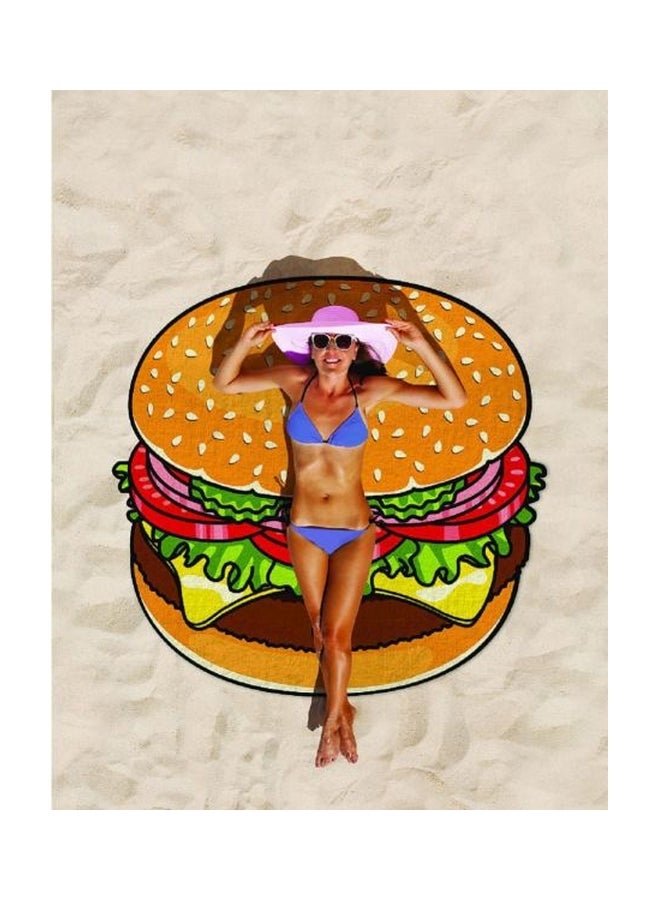 3D Printed Towel Beige/Red/Green 160x160cm - Image 3