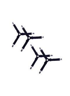 ماركة غير محددة طقم مشابك تثبيت قابلة للتعديل لشرشف السرير مكون من 4 قطع أسود/فضي 14x2.5Ø³Ù†ØªÙŠÙ…ØªØ± 