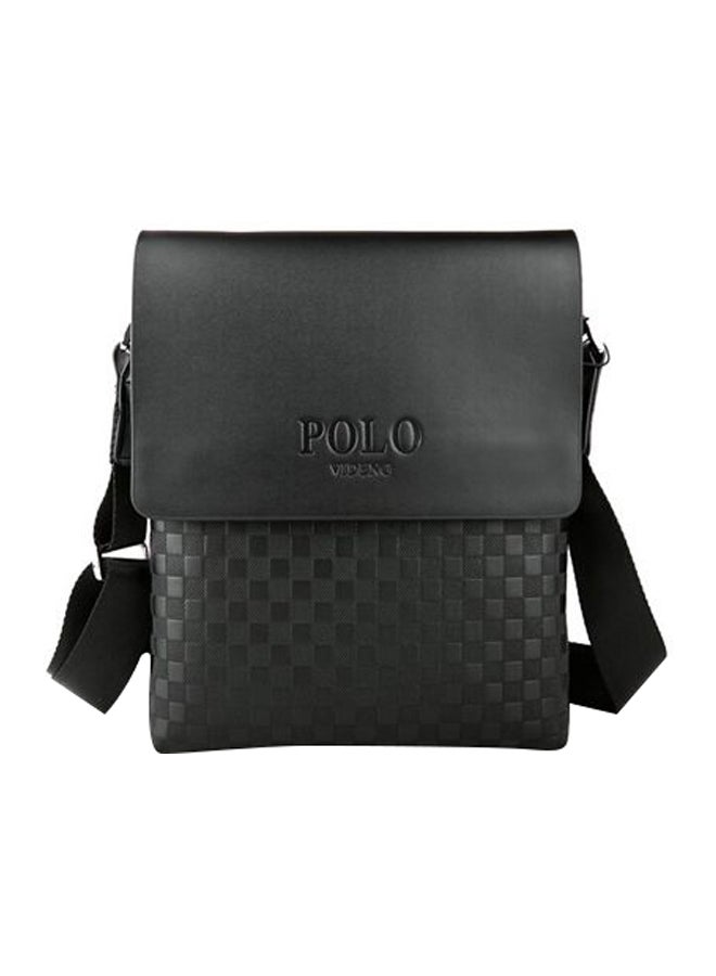 VIDENG POLO Leather Messenger Bag Black 