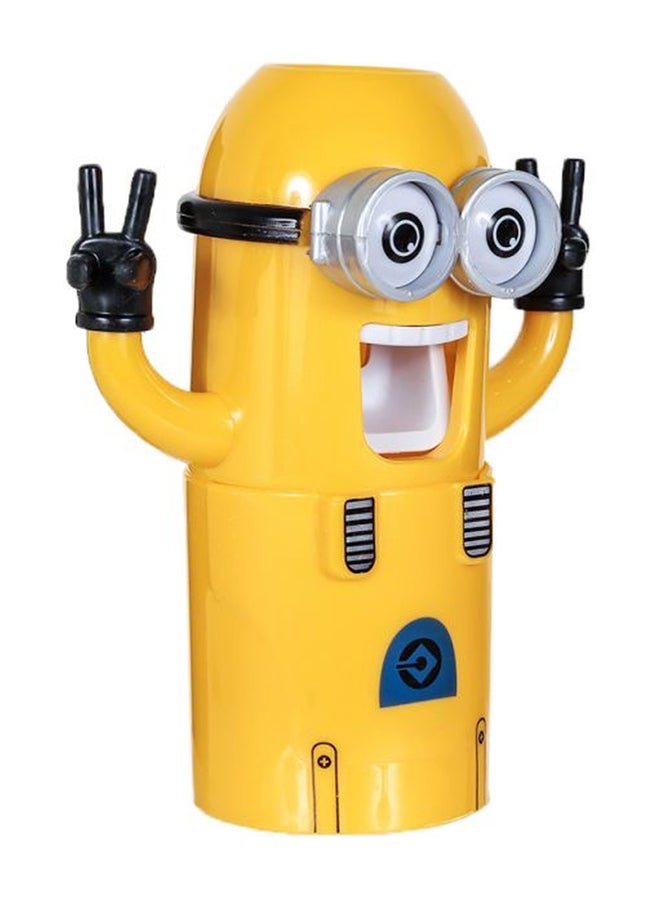 Glazed Design Toothpaste Dispenser With Toothbrush Holder Yellow/Black - Image 2