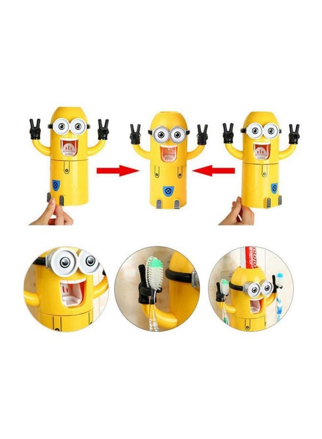 Tooth Paste Dispenser With Toothbrush Holder Yellow/Black - Image 5