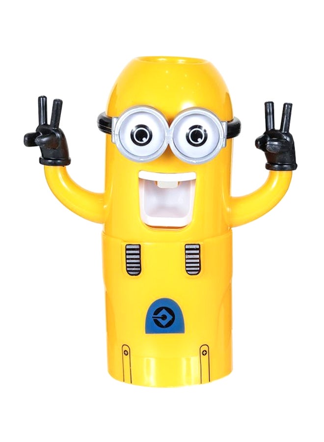 Glazed Design Toothpaste Dispenser With Toothbrush Holder Yellow/Black - Image 1