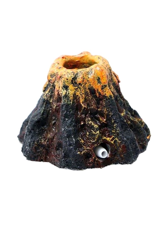 مضخة فقاقيع لحوض أسماك على شكل بركان أسود/بني/أصفر