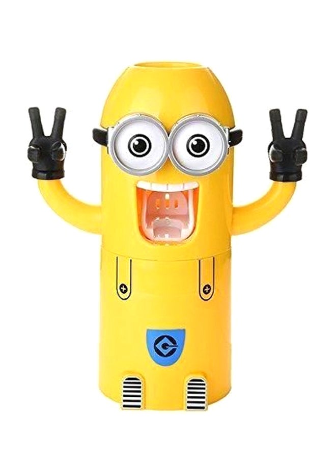 موزع لمعجون الأسنان مع حامل لفرشاة الأسنان أصفر - Image 1