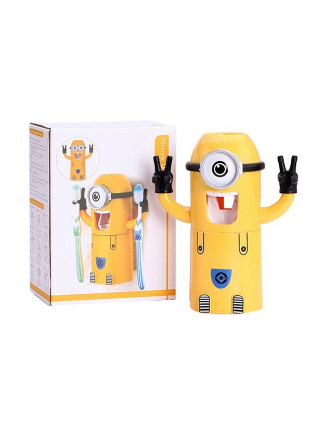 Toothbrush Holder With Toothpaste Dispenser Yellow/Black 19x8cm - Image 1