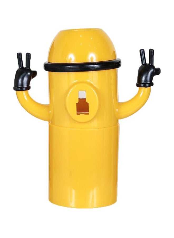 Glazed Design Toothpaste Dispenser With Toothbrush Holder Yellow/Black - Image 3