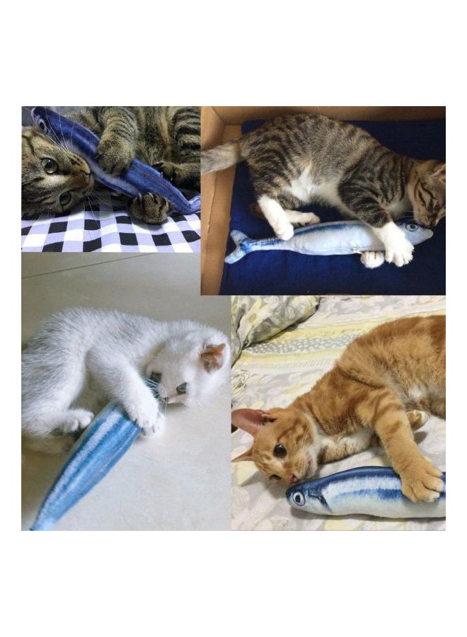 لعبة على شكل سمكة للقطط أزرق/ أبيض 20سم - Image 3