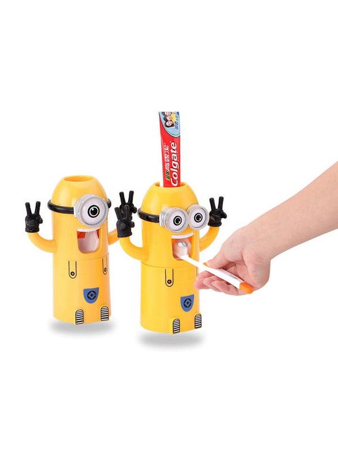 Toothbrush Holder With Toothpaste Dispenser Yellow/Black 19x8cm - Image 2