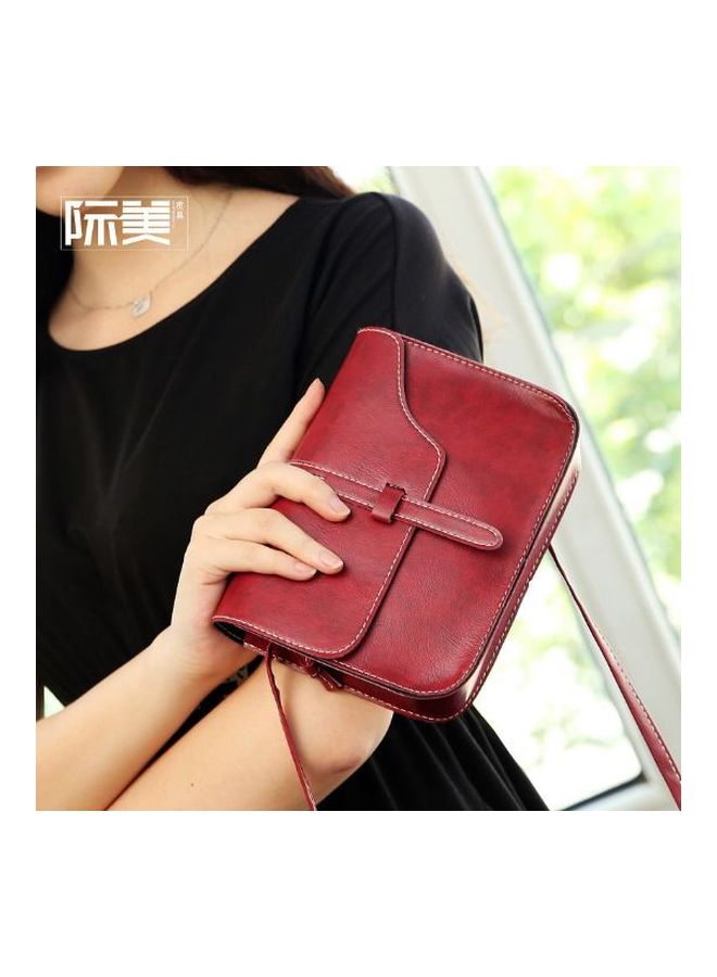 Leather Crossbody Bag Vintage Red - Image 3