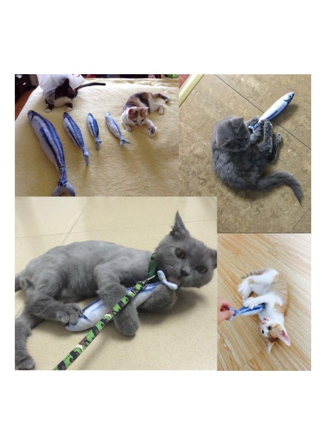 لعبة على شكل سمكة للقطط أزرق/ أبيض 20سم - Image 4