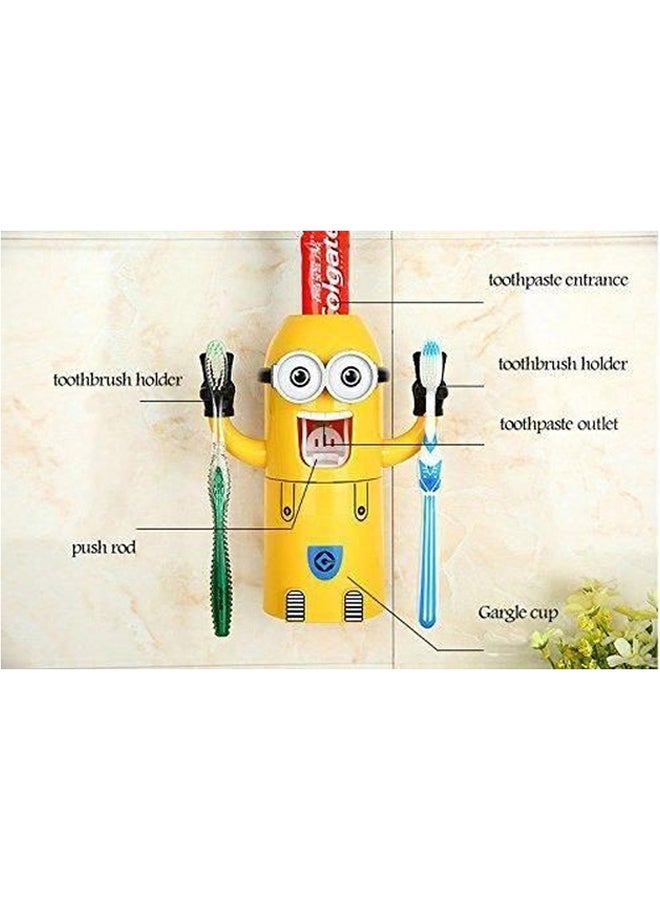 موزع لمعجون الأسنان مع حامل لفرشاة الأسنان أصفر - Image 3