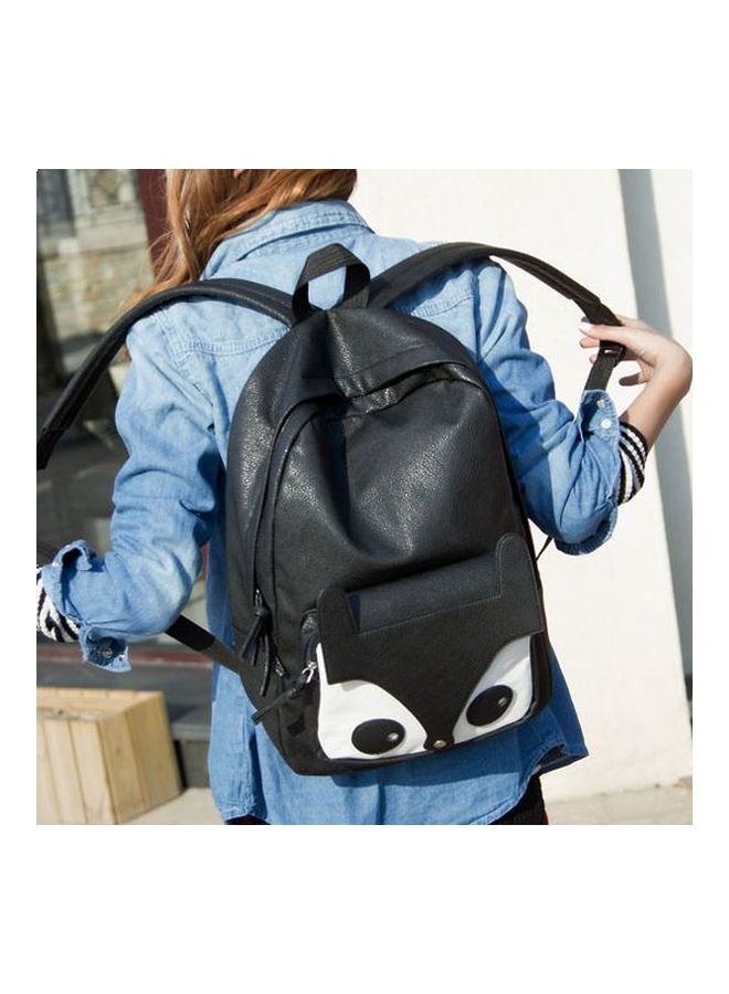 Generic - Cartoon Fox Designed Backpack Black/White - Image 1