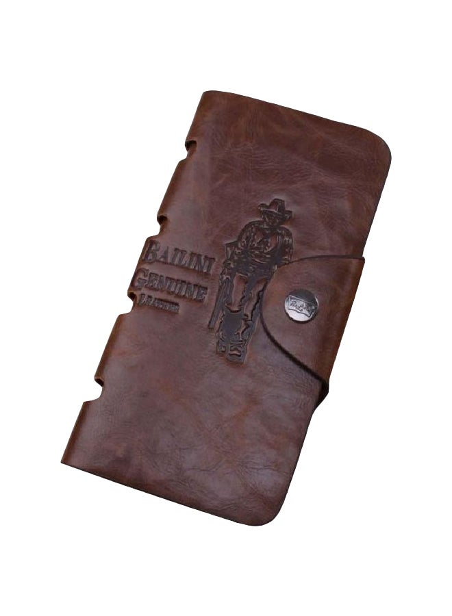 بايليني محفظة جلدية حاملة للبطاقات بني