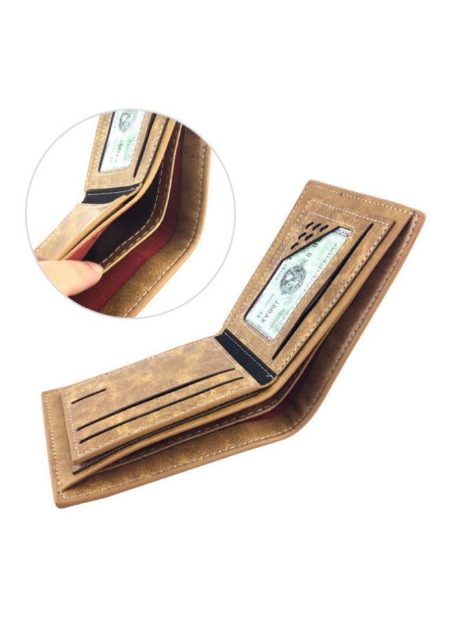 Leather Trifold Wallet Brown/Green/Black  - Image 3