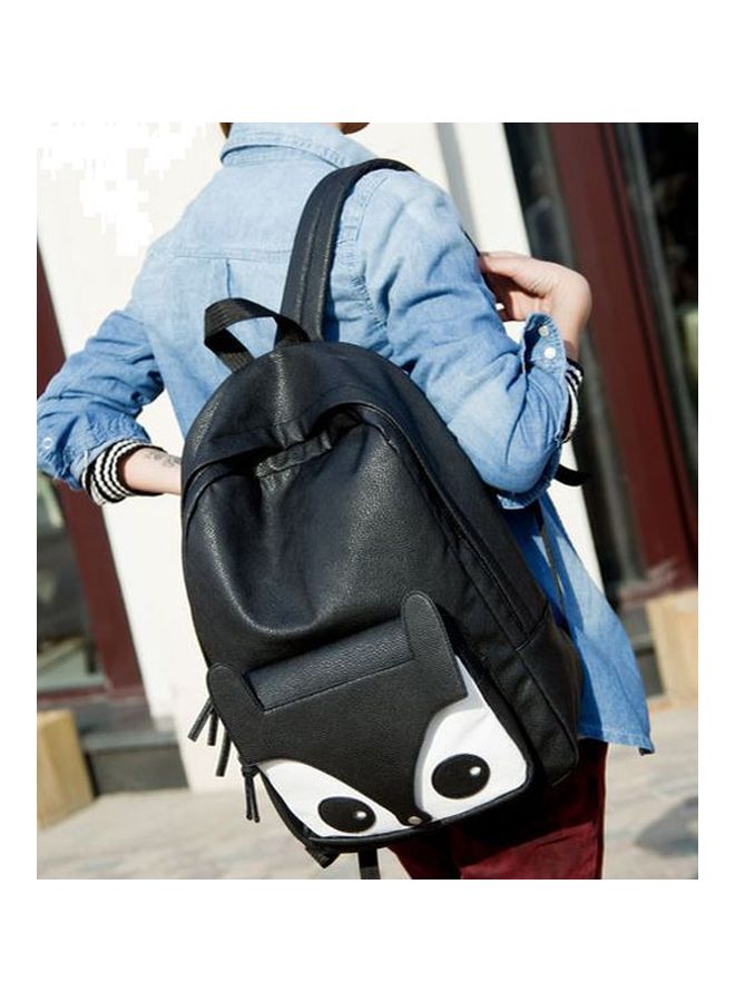 Generic - Cartoon Fox Designed Backpack Black/White - Image 1