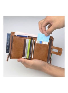 RFID Leather Small Zipper Around Wallet Brown - v1553262806/N22519602A_4