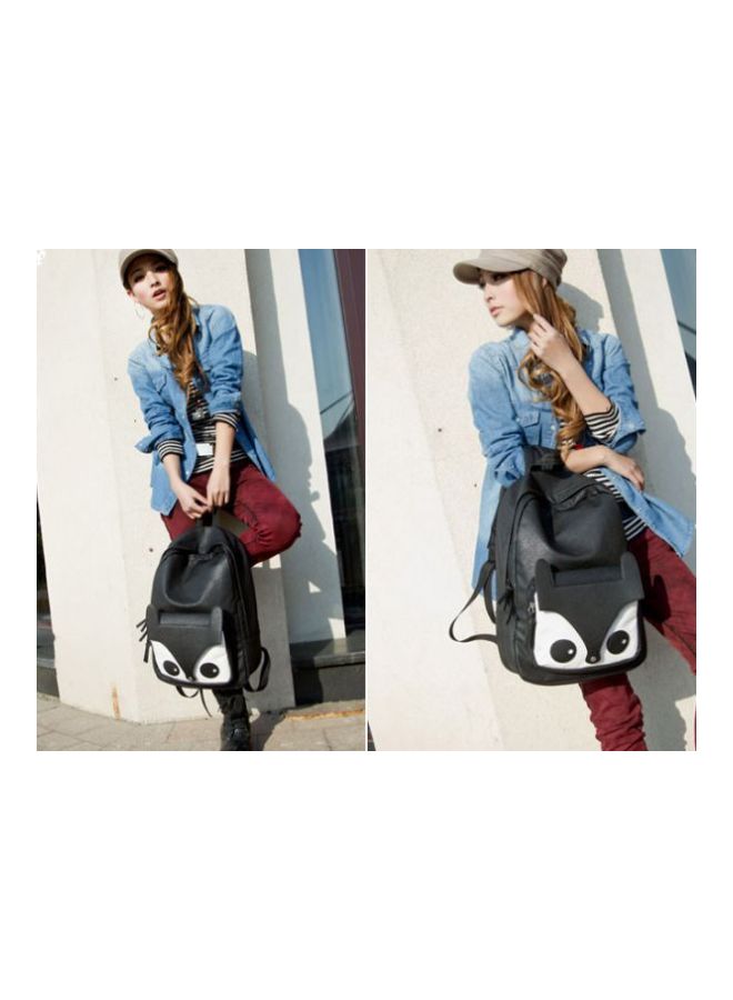 Generic - Cartoon Fox Designed Backpack Black/White - Image 1