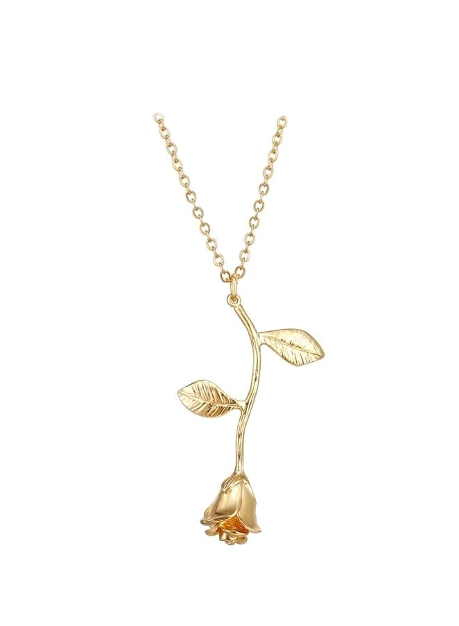 Generic - Metal Rose Flower Shaped Pendant Necklace - Image 1