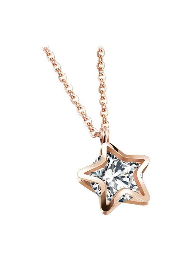 OPK Alloy Rose Gold Plated Star Shaped Pendant Necklace 