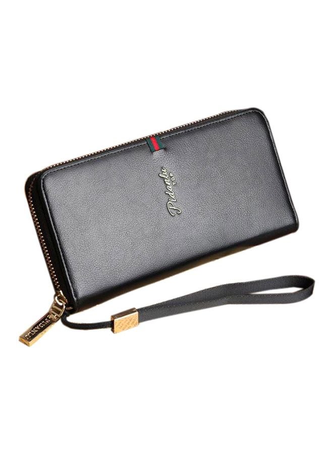 PIDANLU Leather Zip Around Wallet Black - Image 1