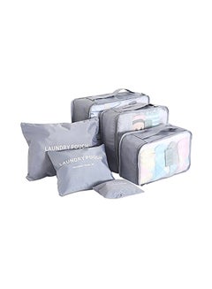Generic 6-Piece Travel Bag With Laundry Pouch Grey 