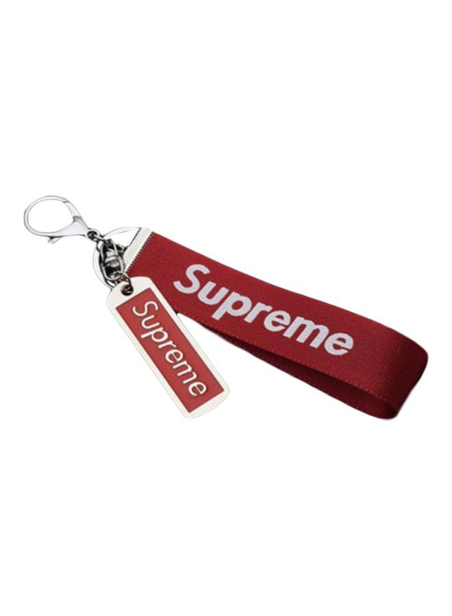سلسلة مفاتيح بنمط حرف وكلمة Supreme أحمر/أبيض 