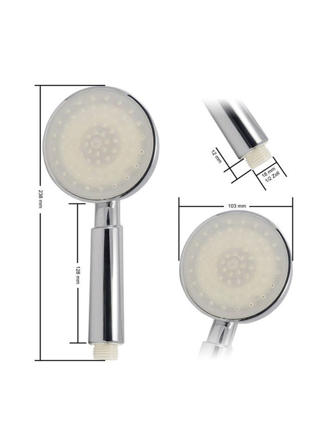 رأس دش بإضاءة LED فضي 10 x 7 x 23سم - Image 2