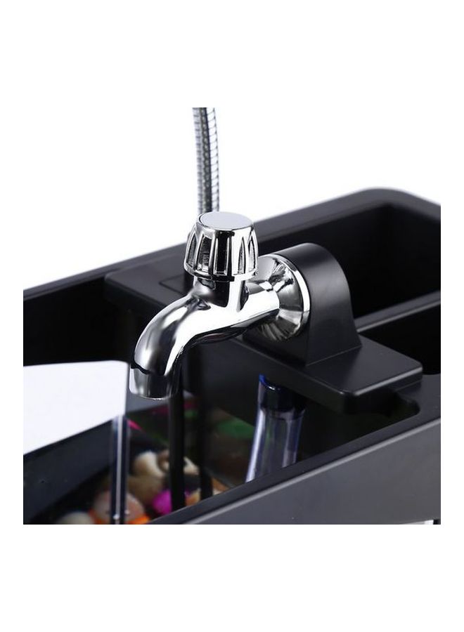 USB Electronic Aquarium Fish Tank With Water Running LED Pump Light Calendar Clock Black - Image 5