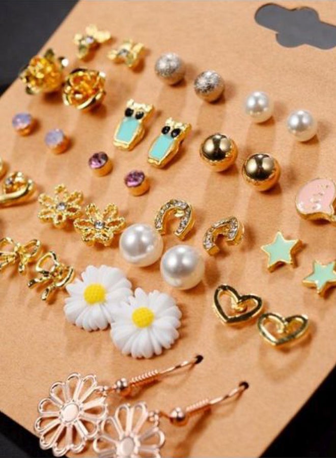 BESTPICKS 20-Pair Alloy Crystal Studded Earrings Set - Image 3