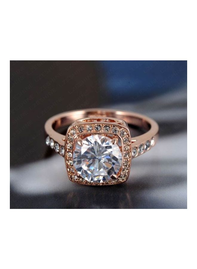 18 Karat Rose Gold Plated Swiss Zircon Studded Ring  - Image 4