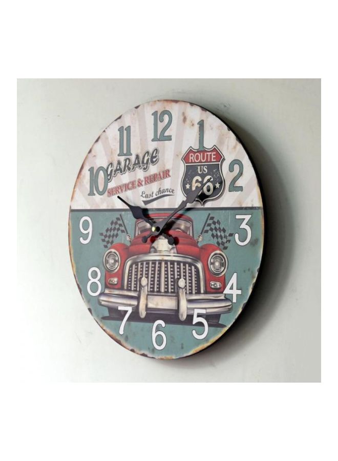 Frameless Silent Car Design Wall Clock Green/White/Red 35x35cm - Image 3