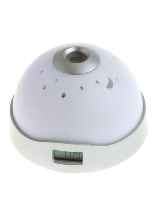 LED Star Night Light Projector Alarm Clock White - Image 1