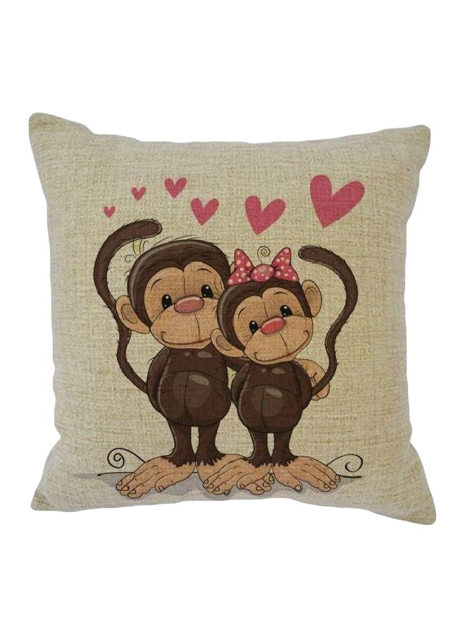 Printed Cushion Cover Beige/Brown/Pink