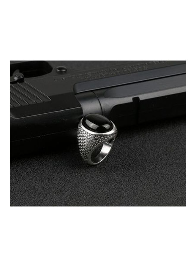 خاتم من خليط معدني مطلي بالفضة مرصع بحجر الراين - Image 2