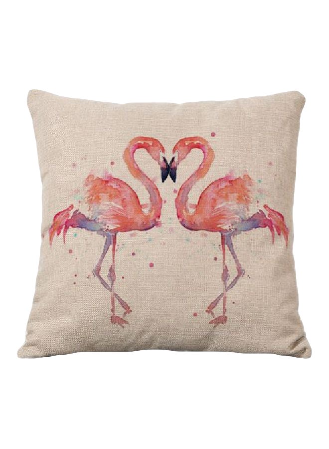 Printed Cushion Cover Beige/Orange 44x44cm