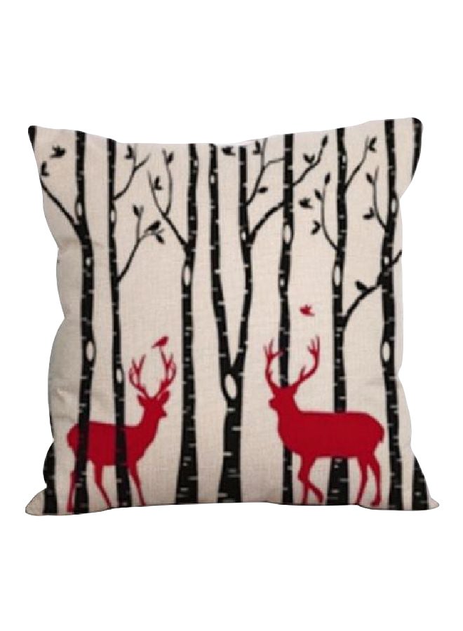 Printed Cushion Cover Beige/Black/Red - Image 1