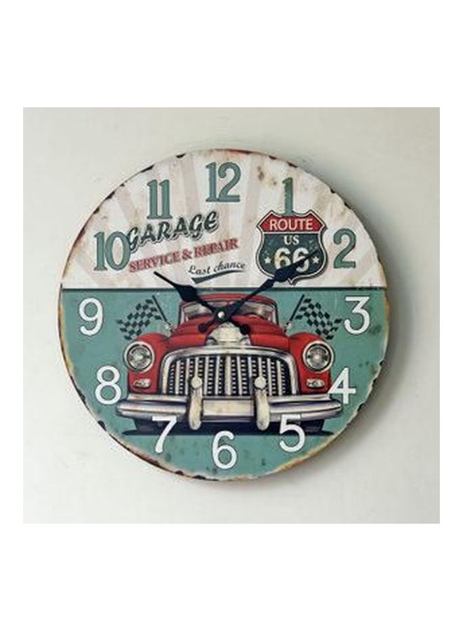Frameless Silent Car Design Wall Clock Green/White/Red 35x35cm - Image 2